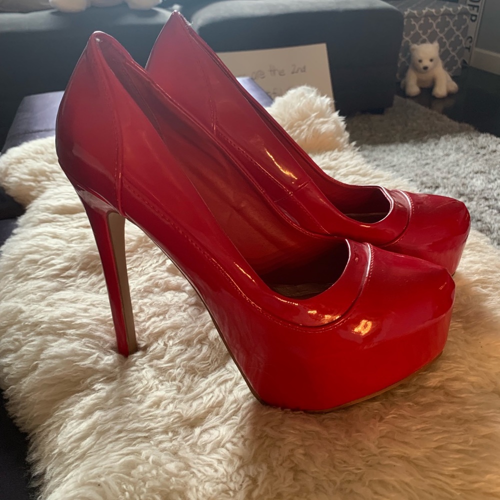Red platform heels
